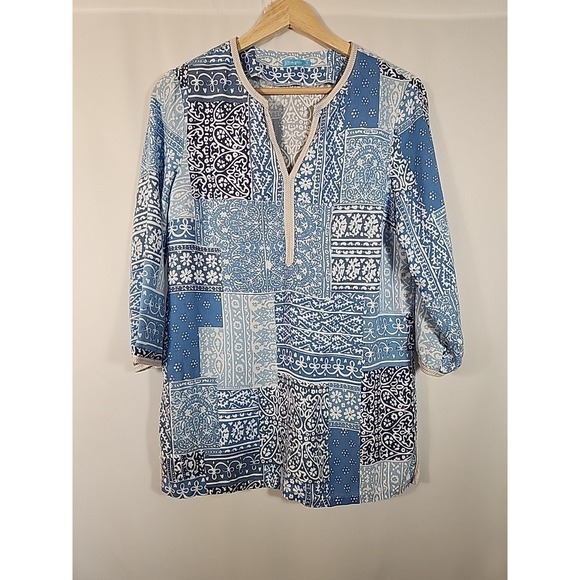 J.McLaughlin Tops - J‎ McLaughlin Paisley Patchwork Tunic Top Pullover Casual Longline Women Size S